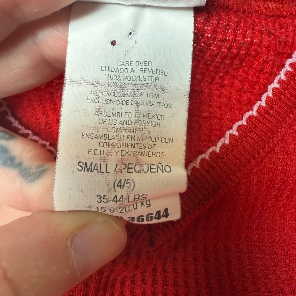 Vintage Carters Girls Small 4 /‎ 5 Red Thermal Nightgown Night Shirt Snowman 90s